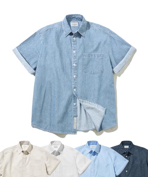 올 데이 린넨 라이크 하프 셔츠-5Color