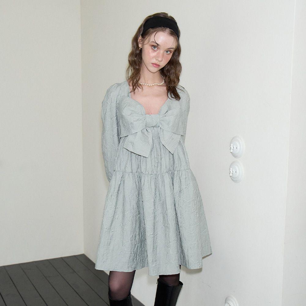 Ribbon Point Mini Dress_ Green