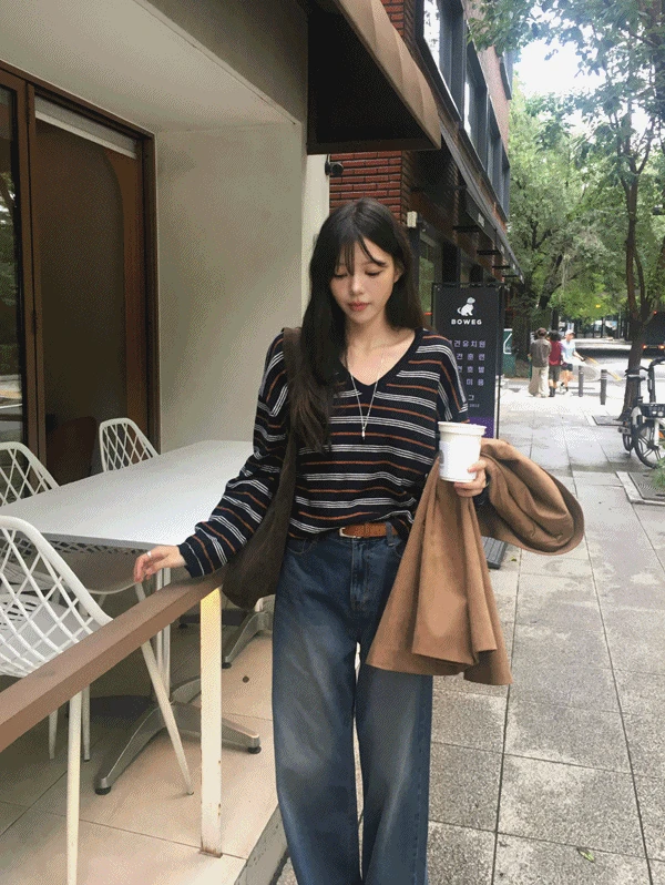 코블 스트라이프 니트