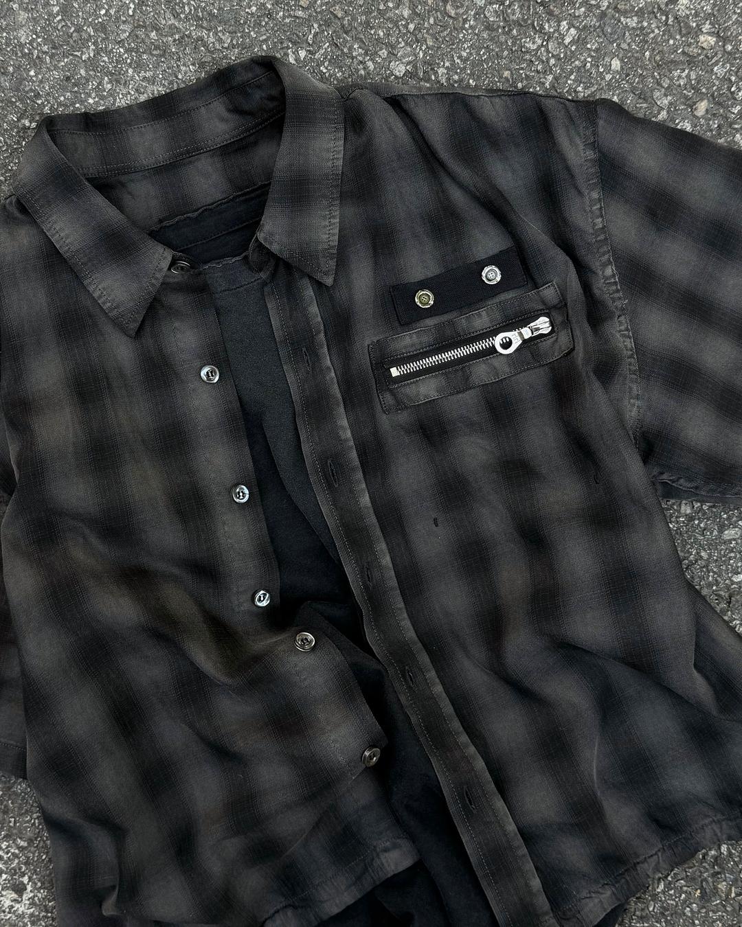 MA-1 check half shirt