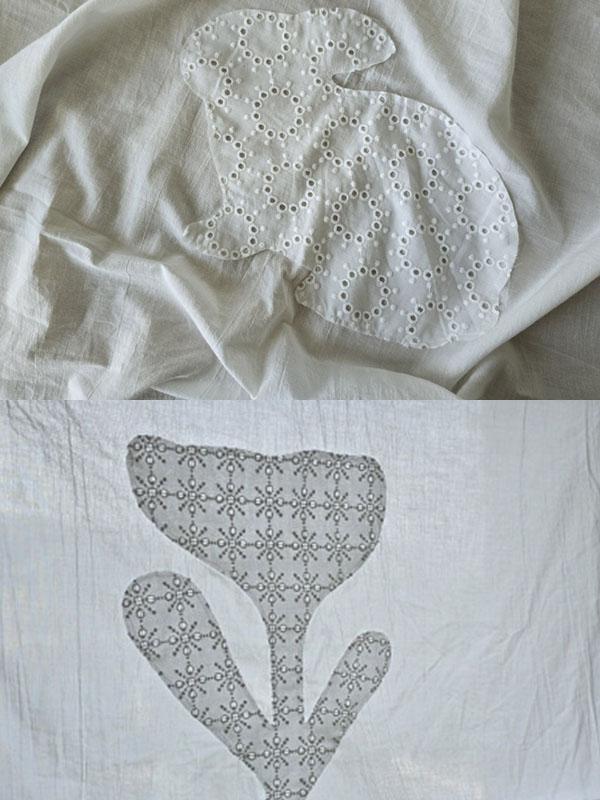 흰_ 가리개 / 토끼, 꽃, 새