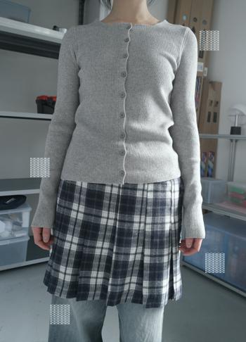 에프터먼데이 ribbed square button cardigan (5c)