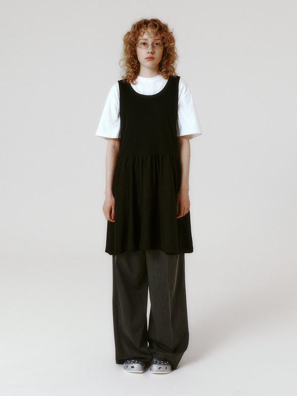 Double Fabric Onepiece / Black