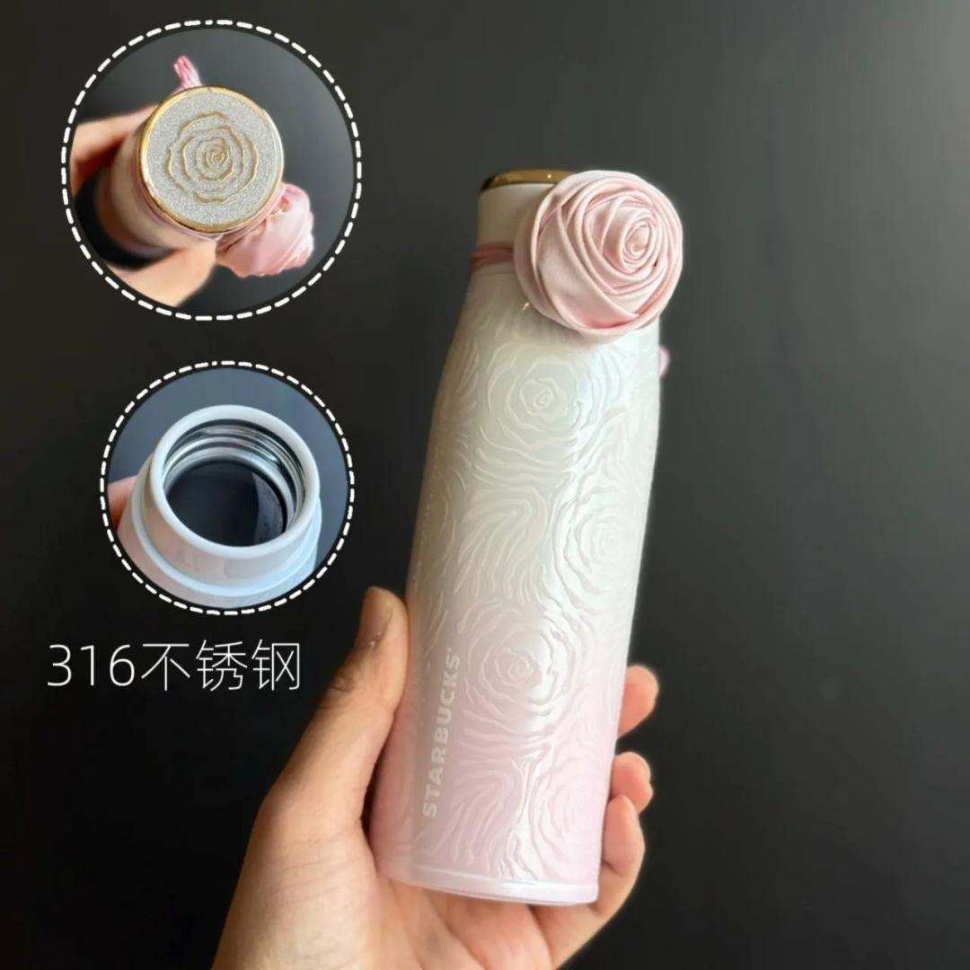 스타벅스 중국 2026 벚꽃MD 핑크로즈 시리즈 핑크로즈 코사지 스텐 텀블러 400ml