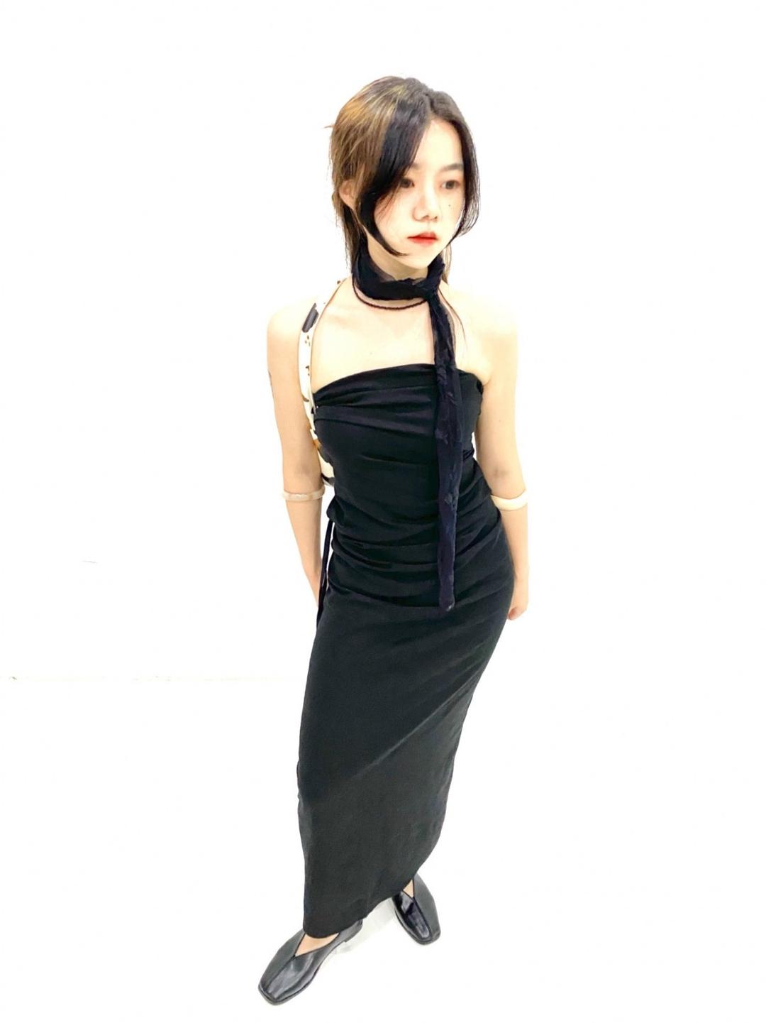 淸風明月 Linen multi-way dress (black, beige)