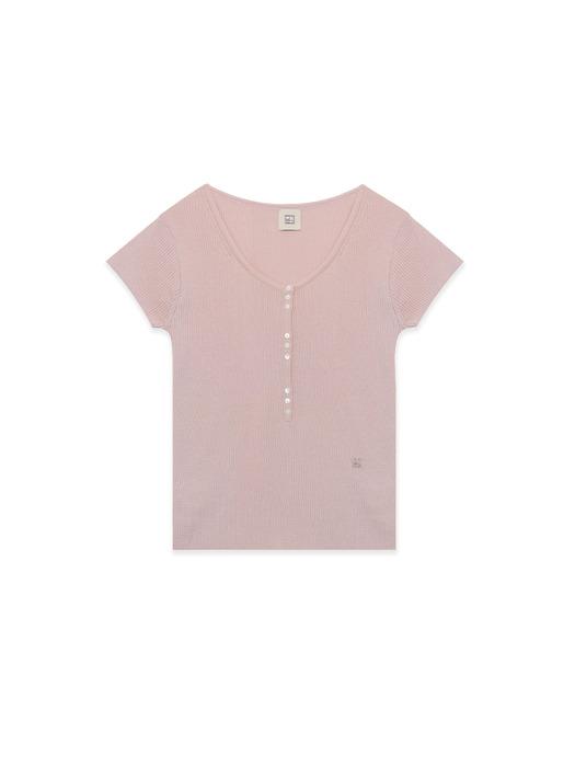 LIMITED HENLEY NECK KNIT (DRIED PINK)