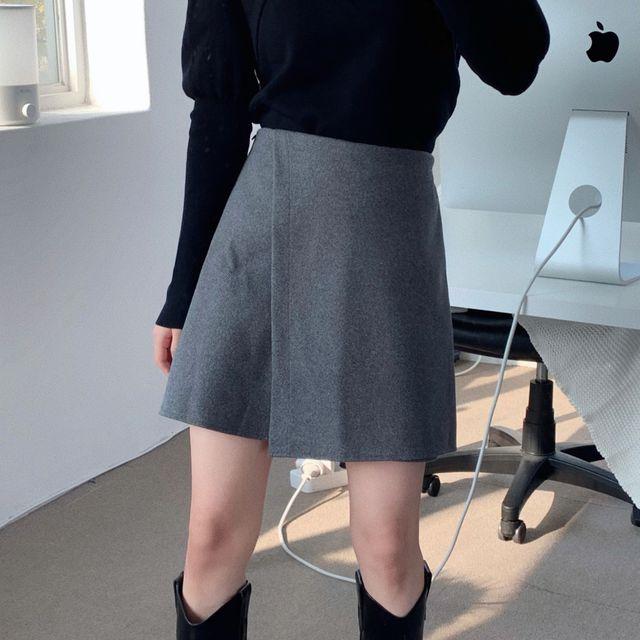 뒷밴딩 기모 울 랩스커트 미니스커트 (2color) _미닛마켓