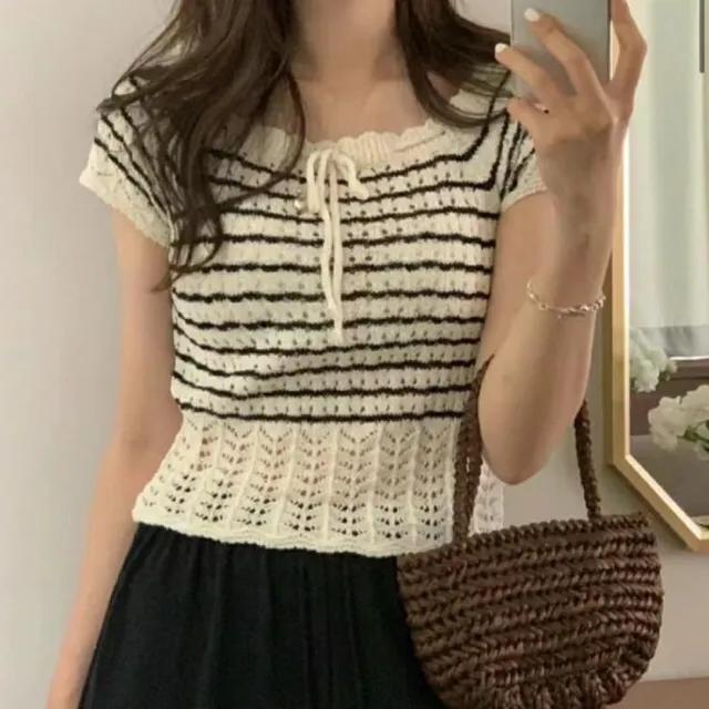 [2color] 스트라이프 뜨개 니트탑