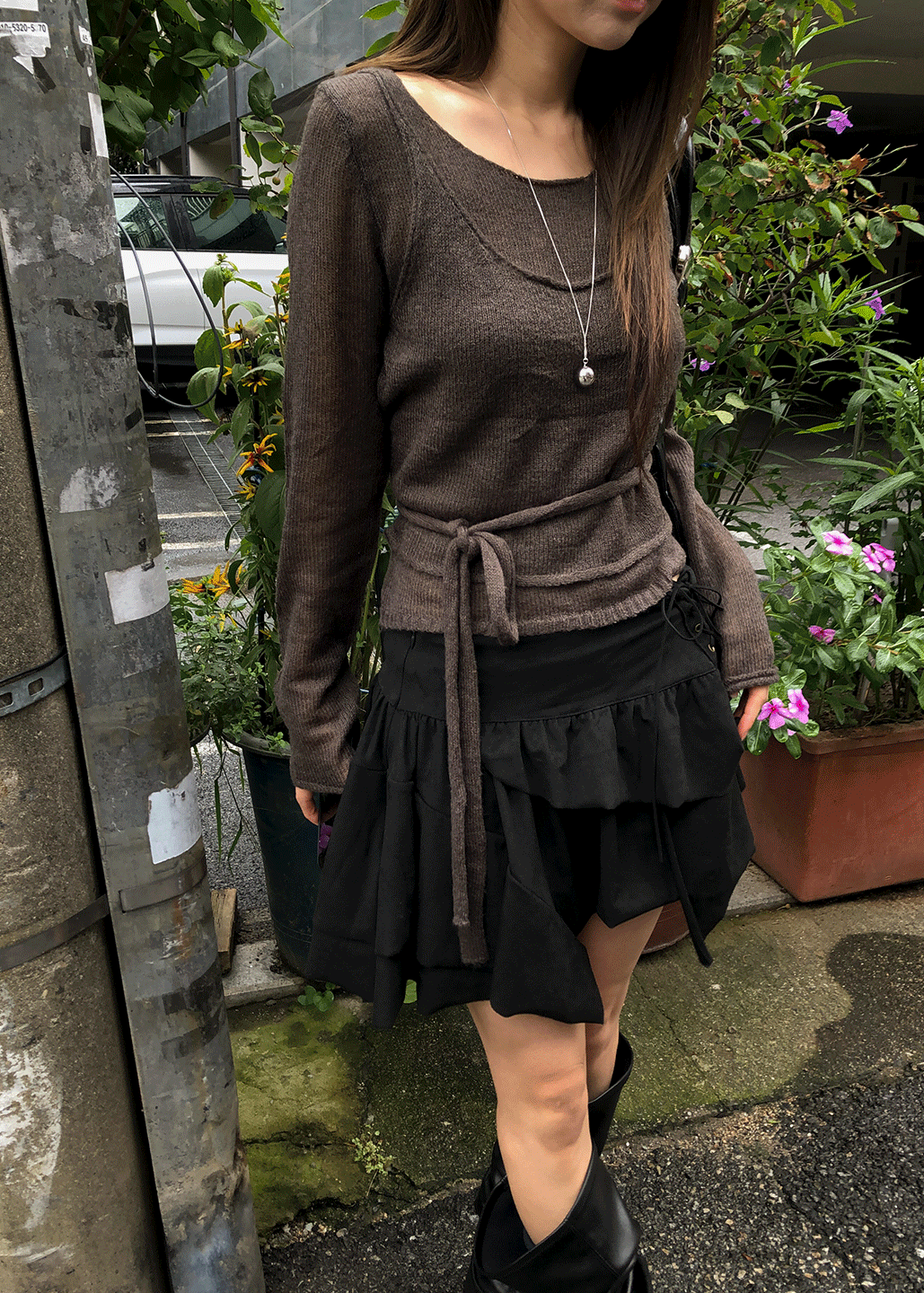 서울베이스드 MOHAIR ROPE KNIT *카키 당일배송*