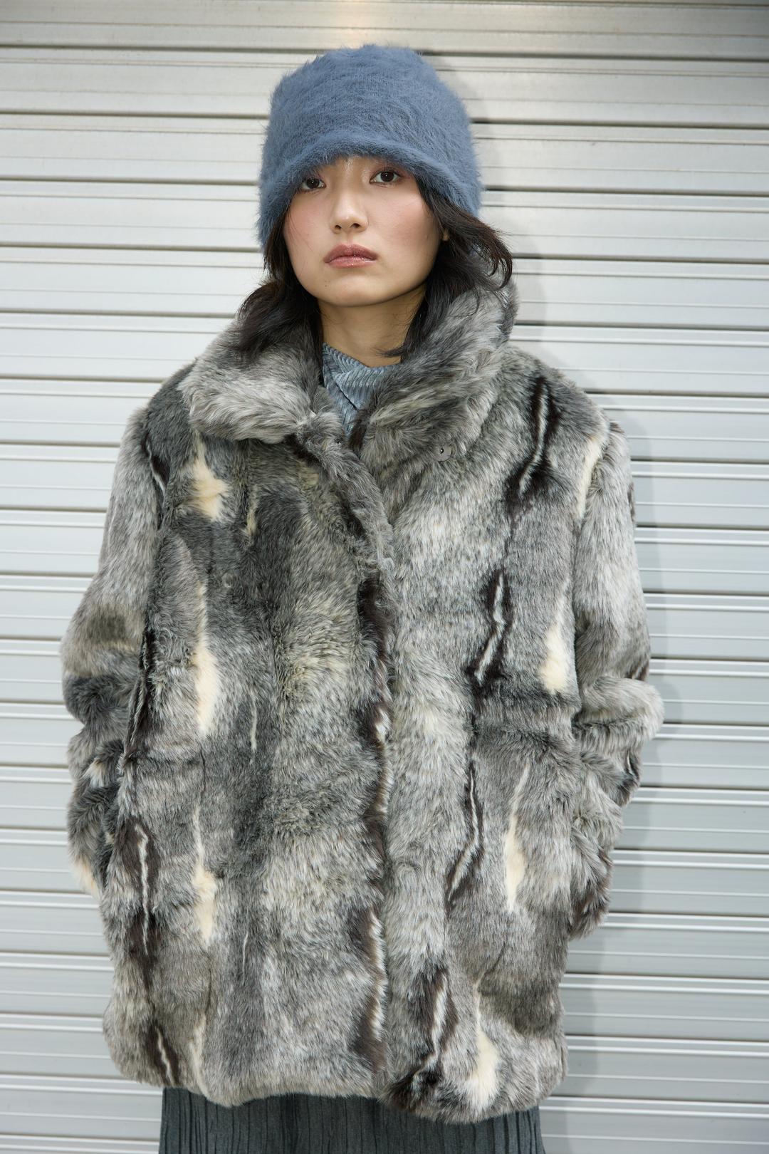 Nana Fluffy Fur Jacket_Charcole