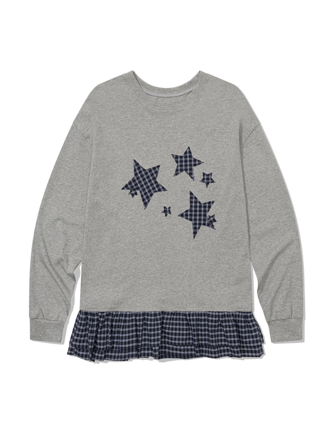 STAR FRILL LONGSLEEVED T-SHIRT(GREY)