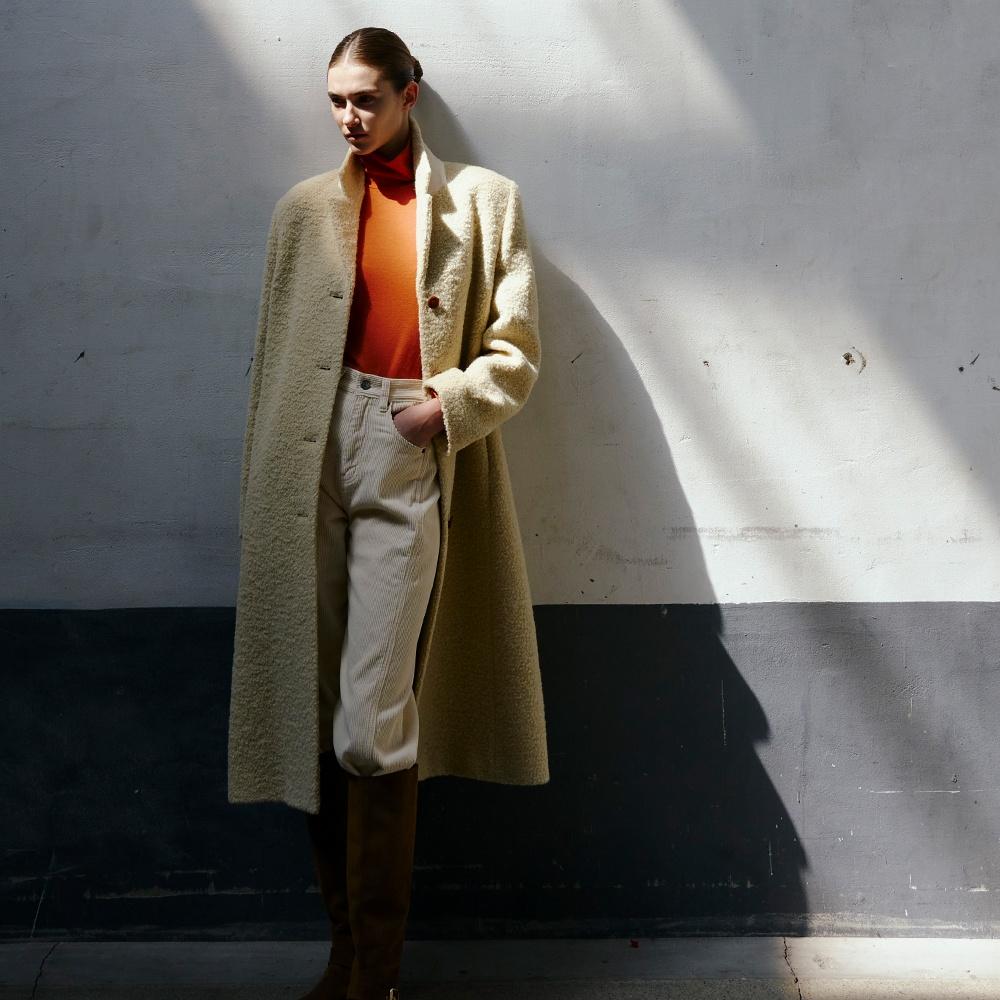 부클레 알파카 싱글 코트 (Beige)