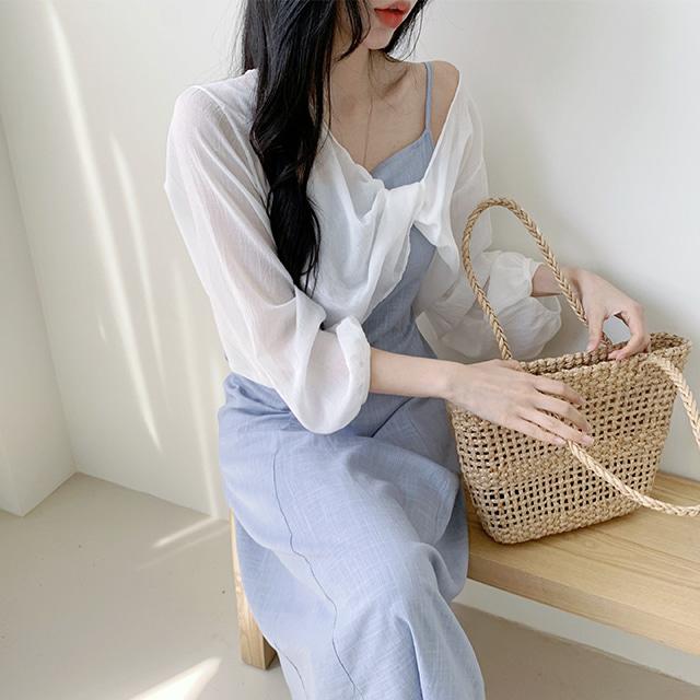 드까 [여리핏]꼬임 볼레로 린넨블라우스