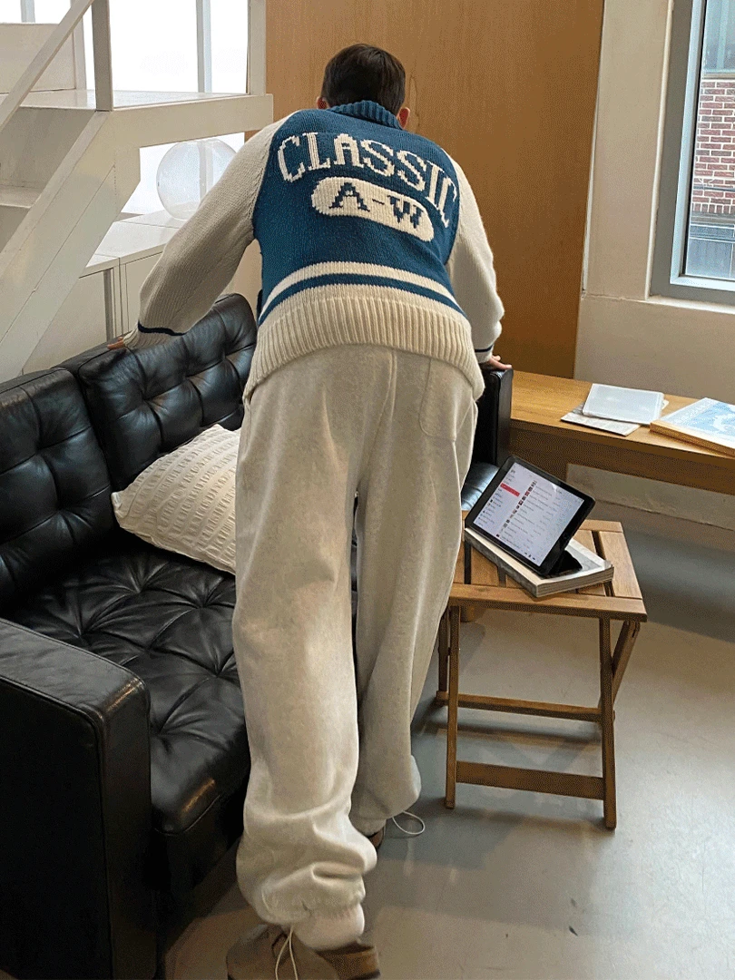 이중지 기모 원턱 스웻팬츠