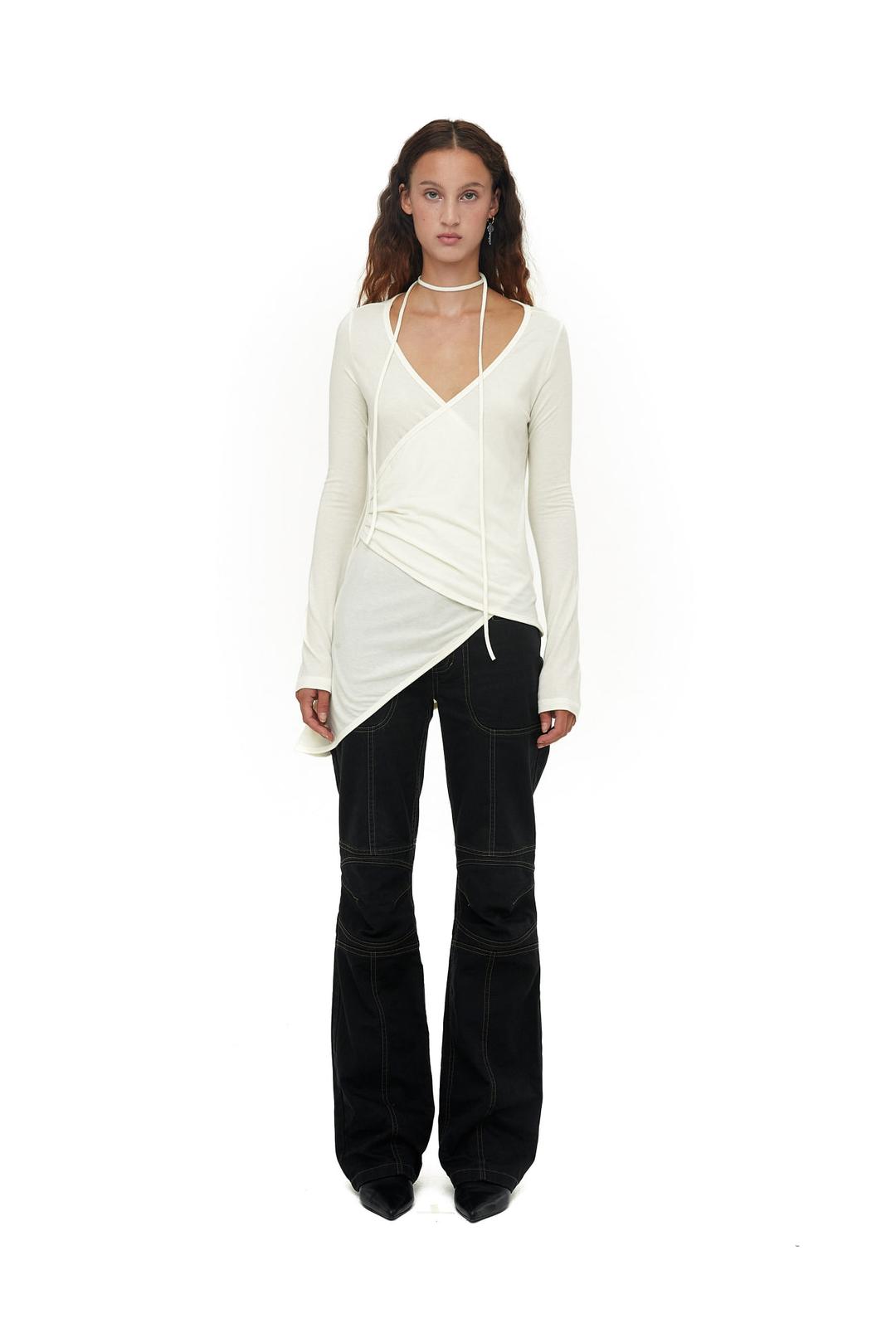 KNEE PIN TUCK PANTS / BLACK