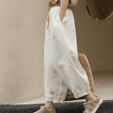 도오빠 푸이란 여성 바지 여름 긴바지 코튼 밴딩 여자 여름 팬츠 루즈핏 하렘 아방한 항아리 9부