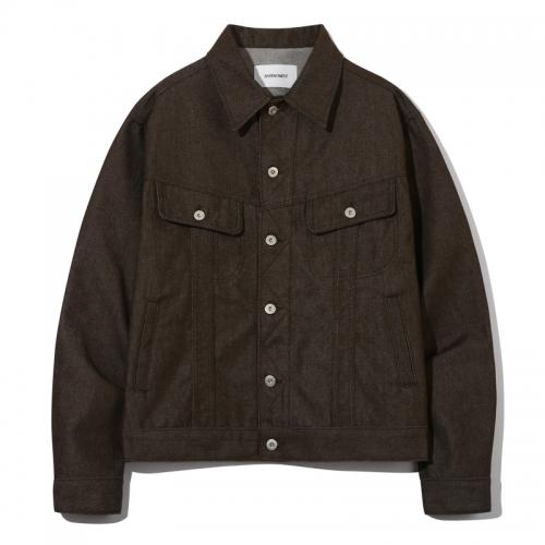 Non-fade Cropped Denim Jacket Brown