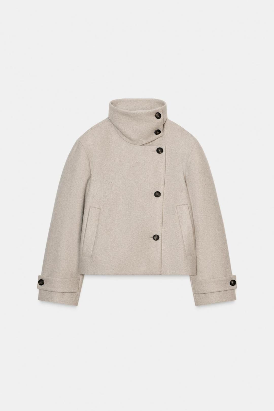 스페인샵 자라 하이넥 테크니컬 숏 코트 2078/780/450 BEIGE