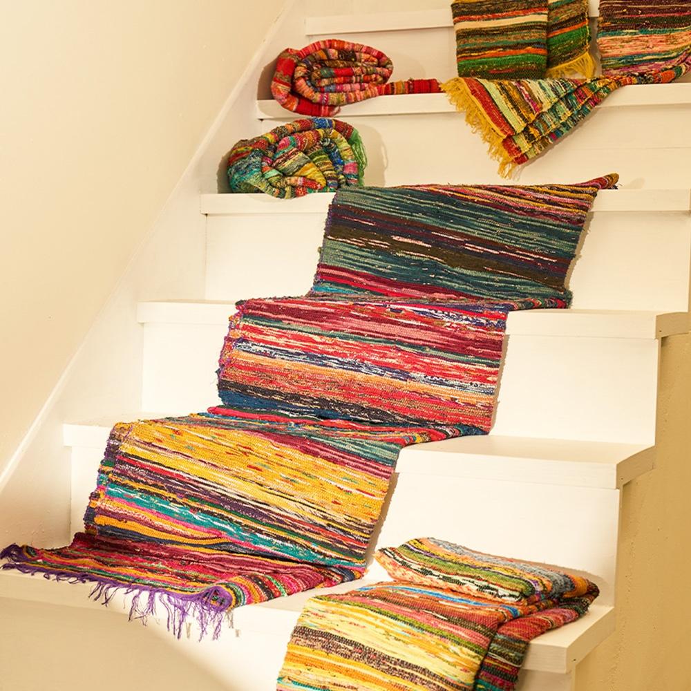 인도 에스닉 보헤미안 패턴 친디 면러그 핸드메이드 카페트 5종 104cm x 170cm