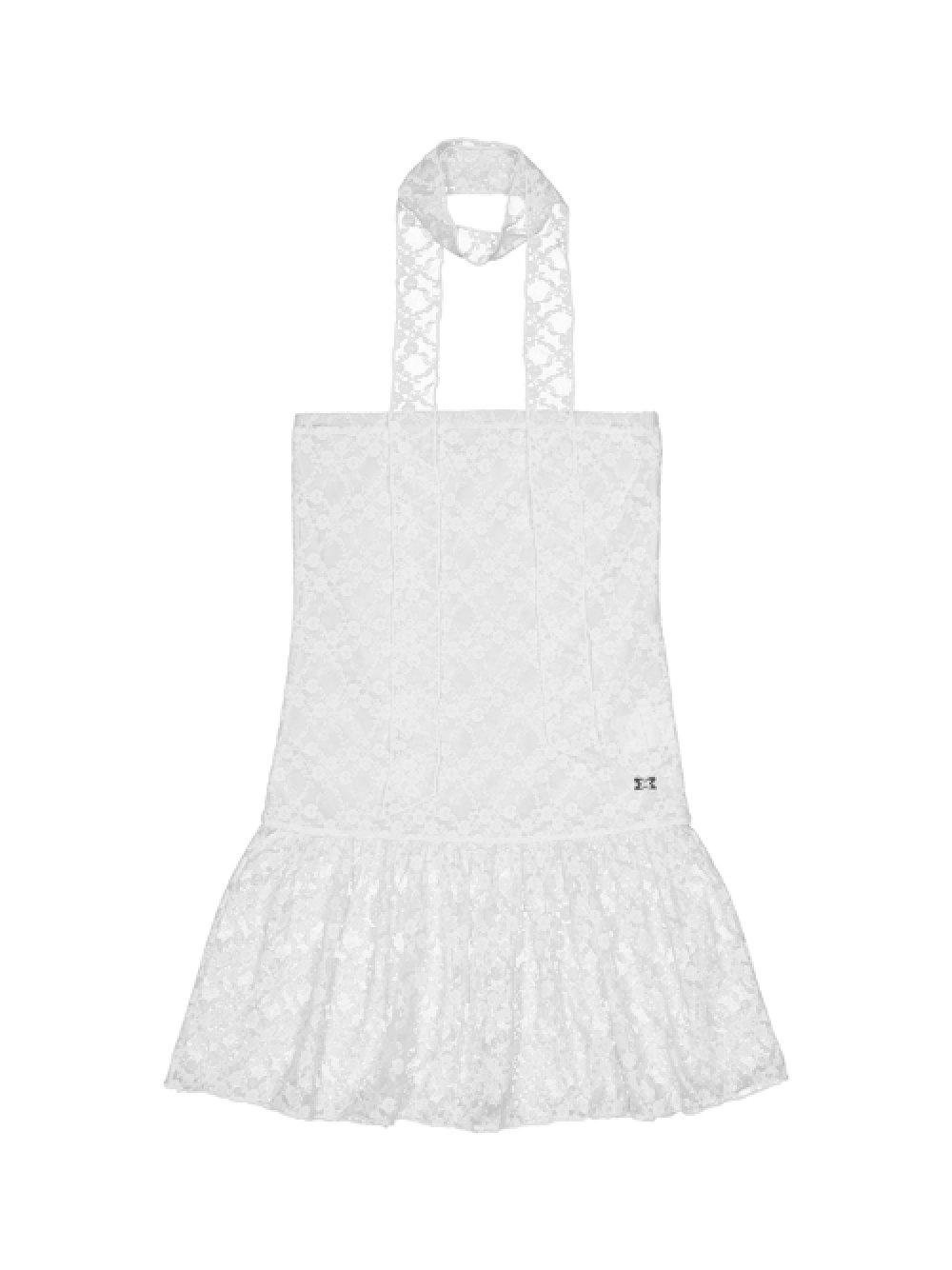 LACE TUBETOP OPS & SCARF WHITE