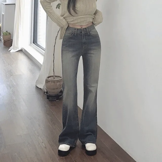 [ 빈티지워싱/핏보장 ] 렉슬 롱 세미 부츠컷 데님 팬츠