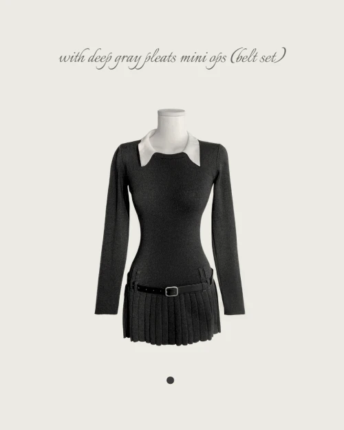 위드 딥 그레이 플리츠 미니 OPS ( 벨트SET )