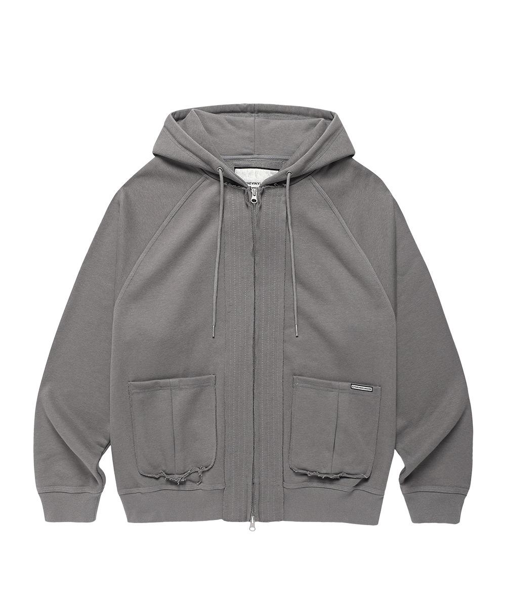 STITCH HOODIE ZIP-UP DEEP GREY