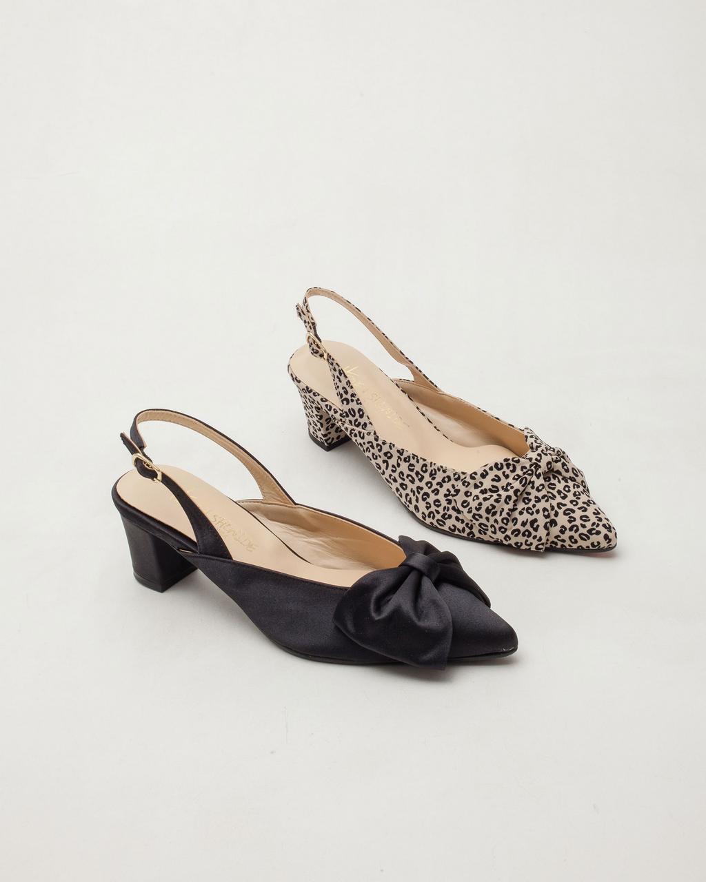 리본 새틴 슬링백 펌프스