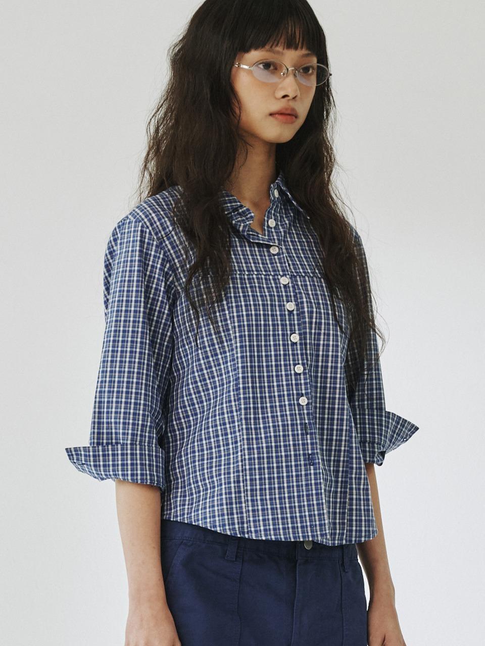 [PLZPROJECT]PETITE CHECK SHIRT, BLUE