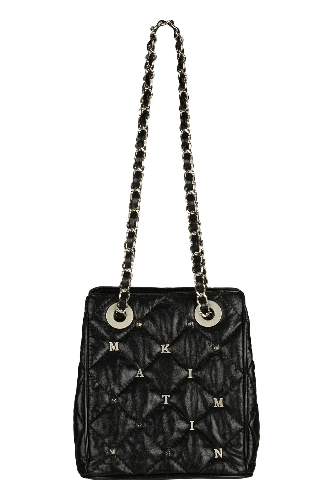 STUD MINI QUILTING BUCKET BAG IN BLACK