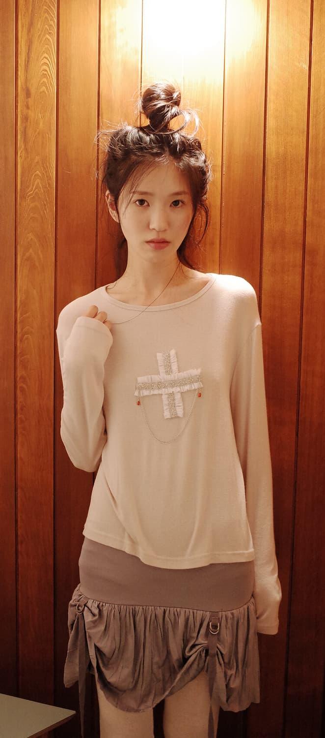 샵페어리 faerie 크로스 트리밍 롱 탑 | 후루츠패밀리