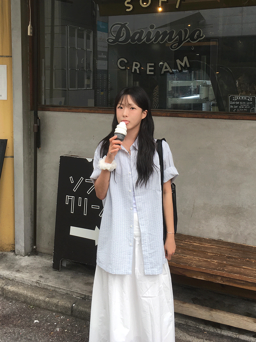 레이크 시어서커 반팔 셔츠