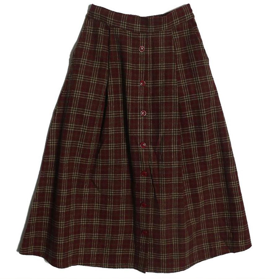 wide check skirt