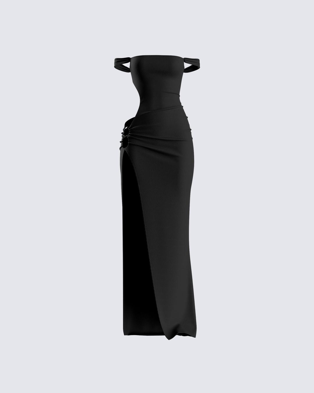 Janine Black Cut Out Maxi Dress - XL