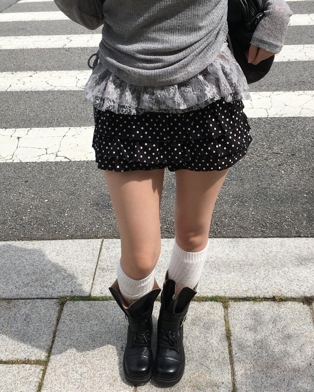 리본 도트 캉캉 숏팬츠