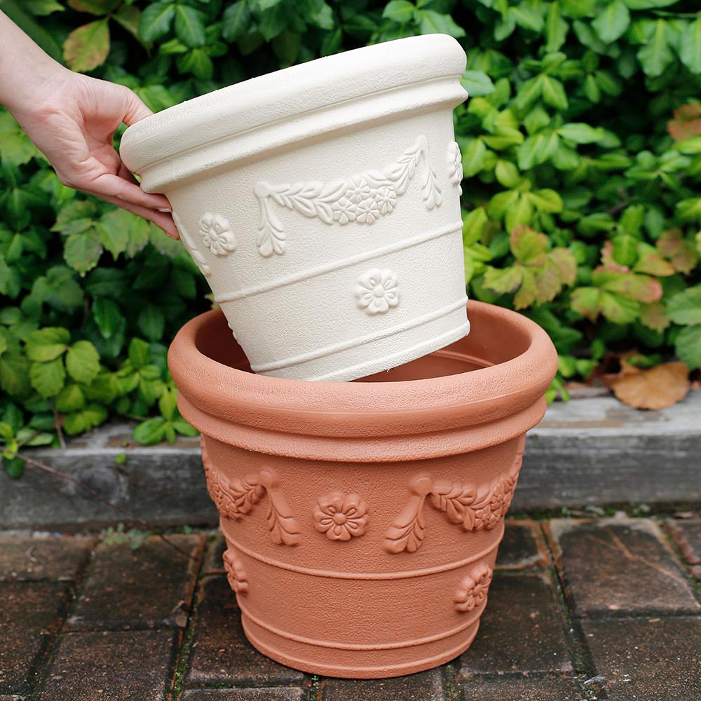 로렌조 자동급수 분갈이 플라스틱 인테리어 저면관수 대형 토분 화분 베이직 테라코타 6호