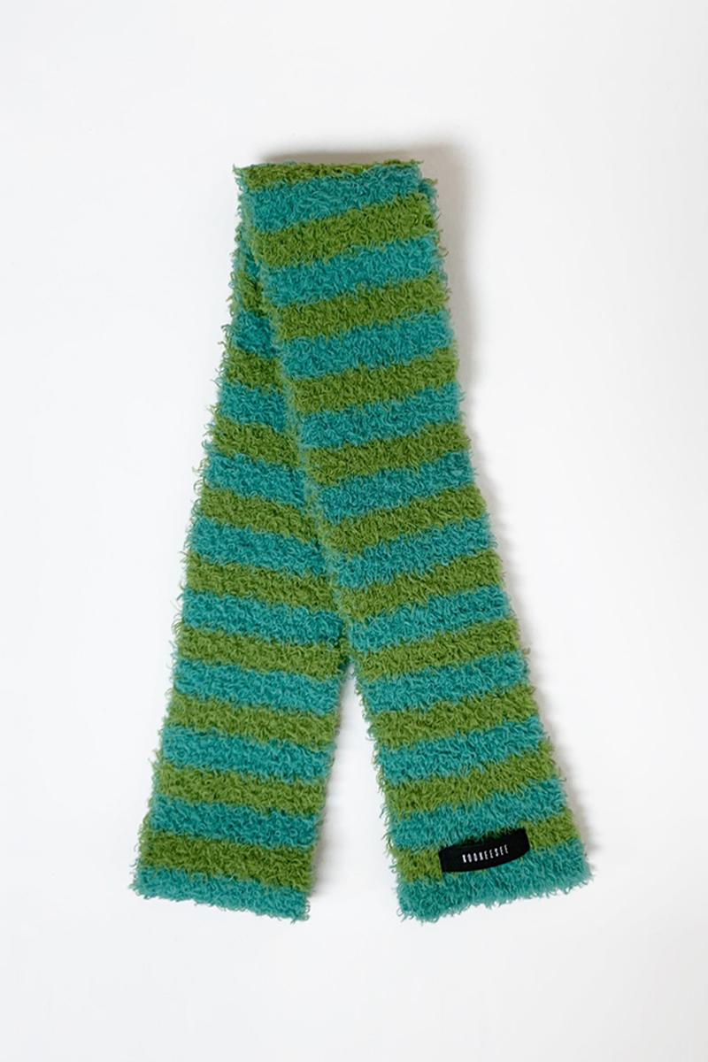 Hairy Stripe Knit muffler (Mint/Green)