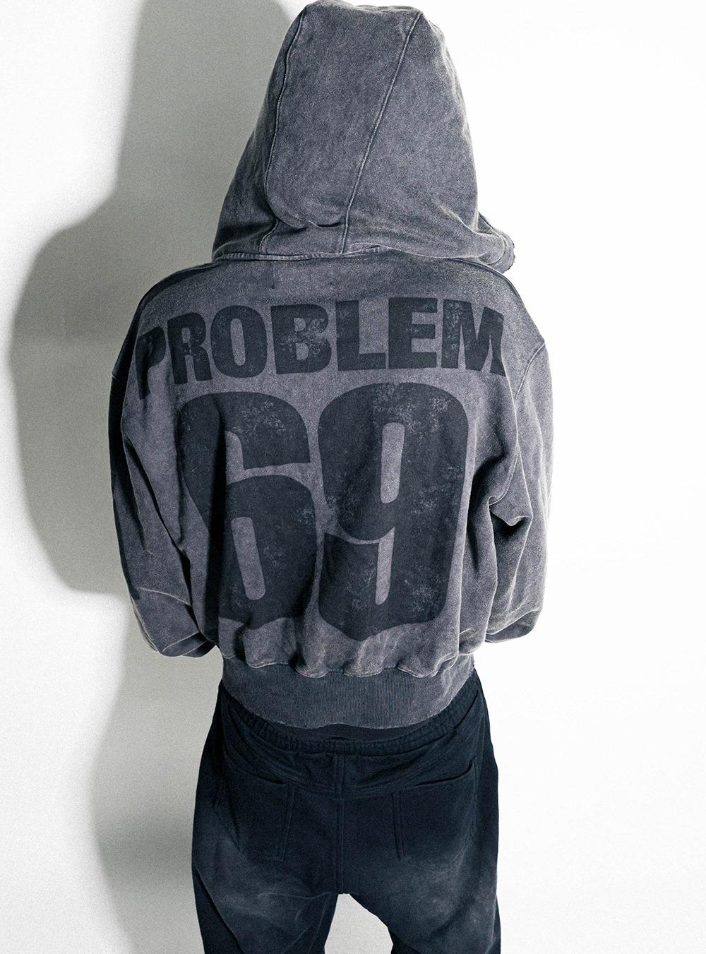 [PCCVISION] Printed Distressed Short Hooded