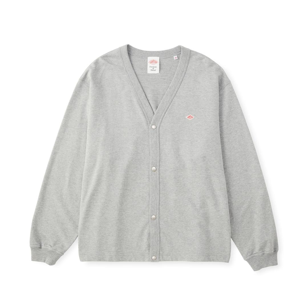 MEN'S COTTON TERRY V-NECK CARDIGAN - GREY / 40