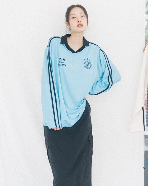 UNIFORM V-NECK JERSEY L/S TEE(SKY BLUE)