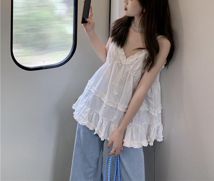 유누아 [뷔스티에/레이어드나시💙] 썸머🍉 프릴 셔링 탑 끈조절 나시 티예/봄레이어드나시/여름뷔스티에나시