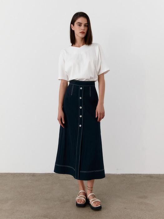 TWR STITCH BUTTON SKIRT_ 2COLORS