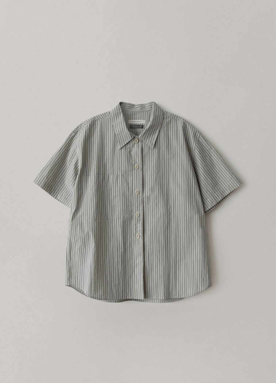Majida short sleeve shirt (Ash blue stripe)