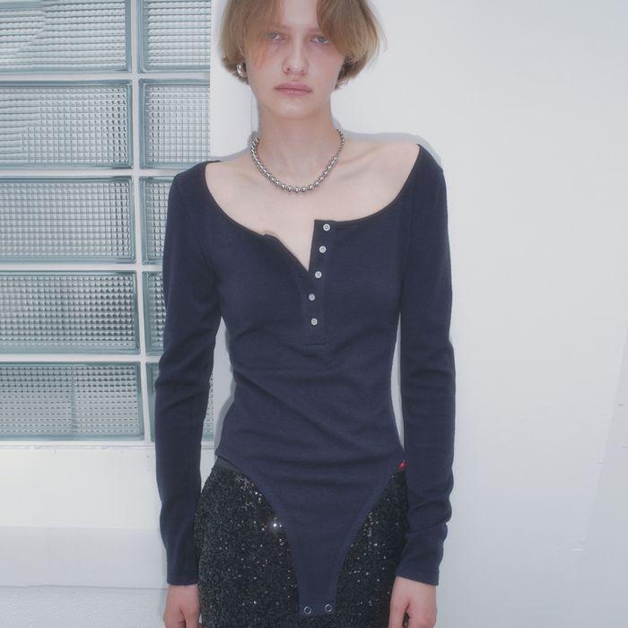 BUTTON BODYSUIT_NAVY