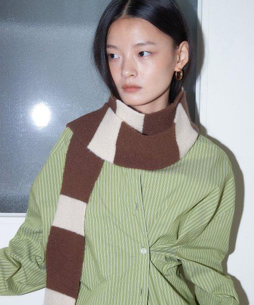 스트라이프 머플러_CREAM BROWN