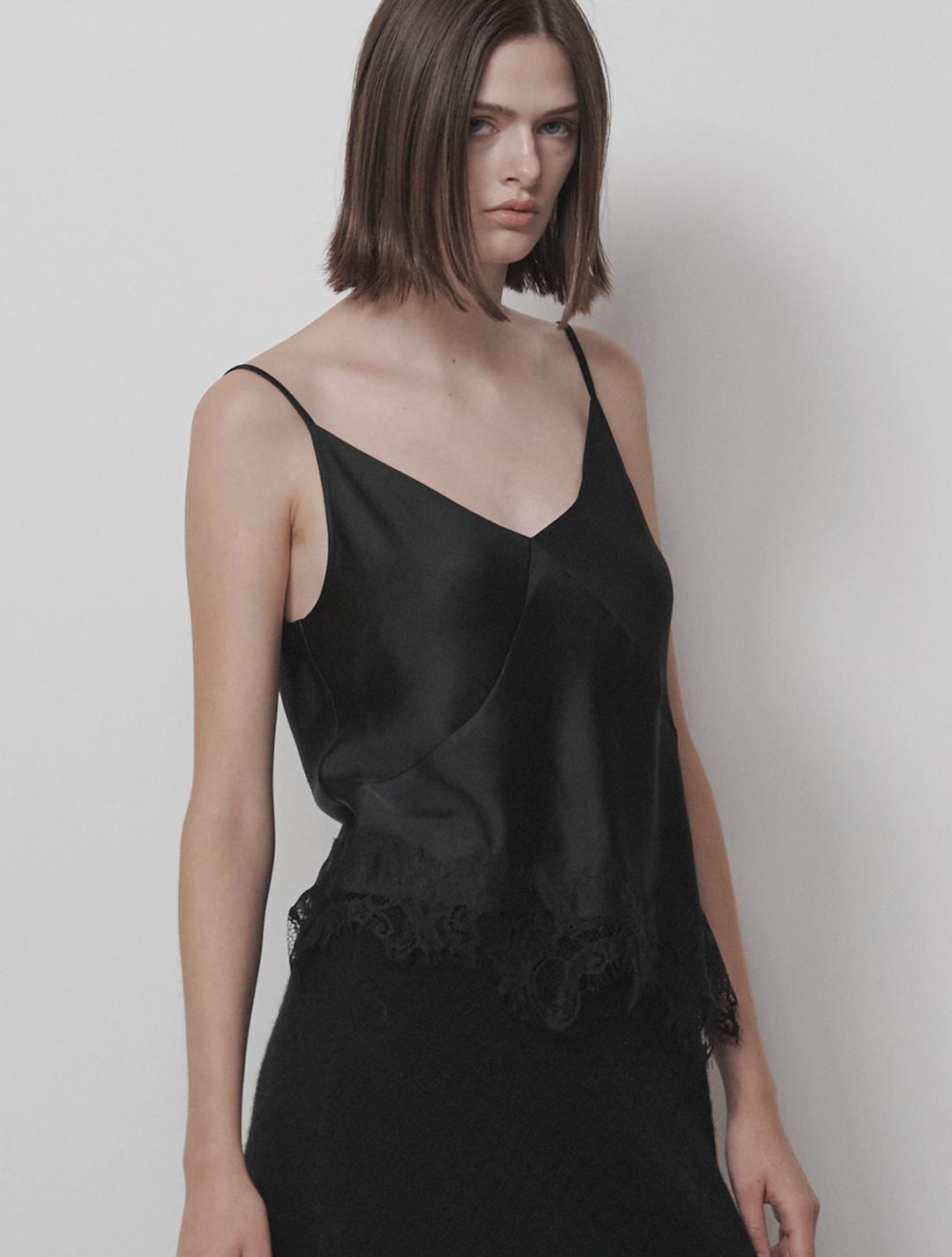 Lace slip Top - Black