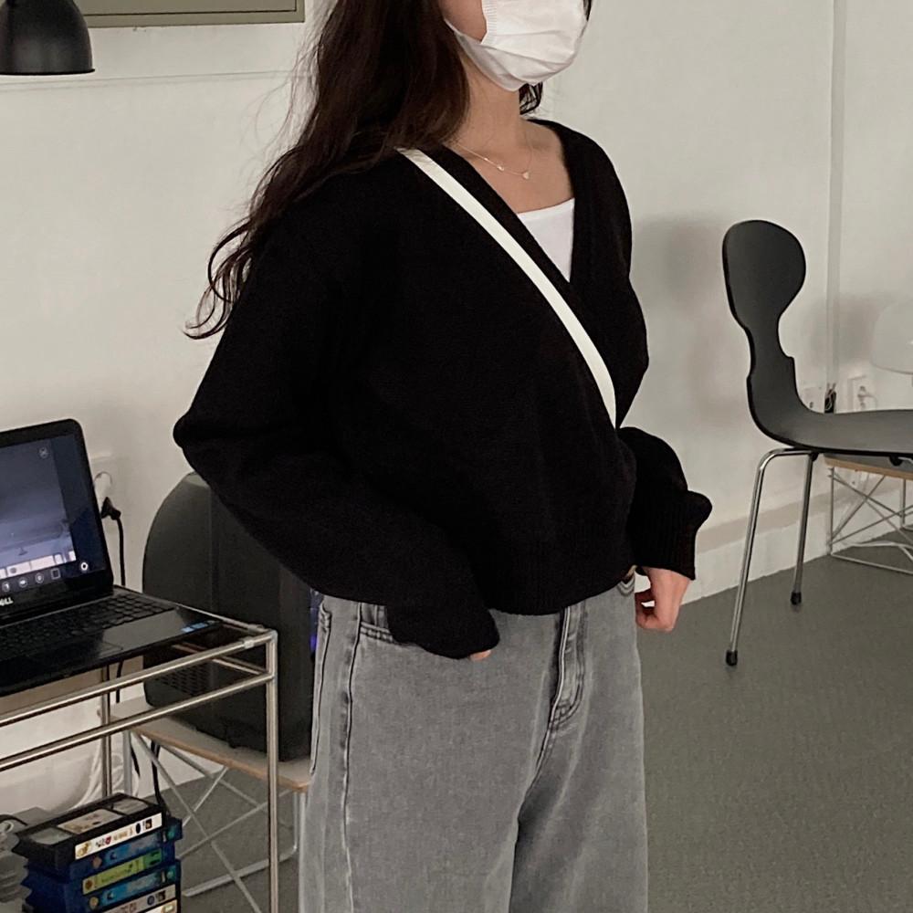 브이넥 랩 레이어드 가디건 니트 3color