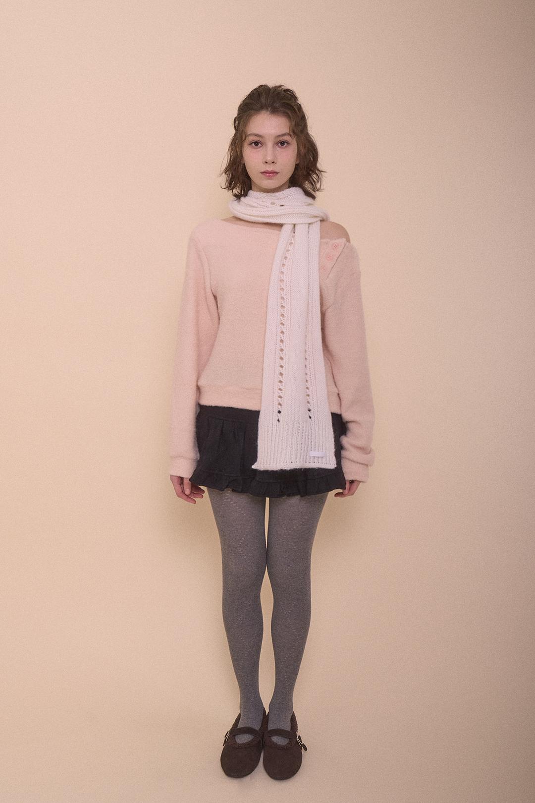 Fuzzy boat neck knit