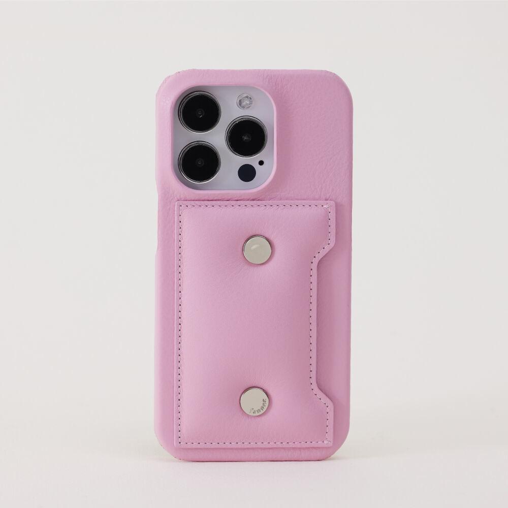 CIRCLE  PADDING iPHONE 14 PRO CARD CASE - PINK