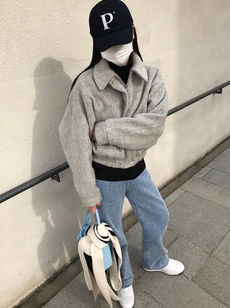 MOHAIR BRUSH BLOUSON JP (gray / dark gray)